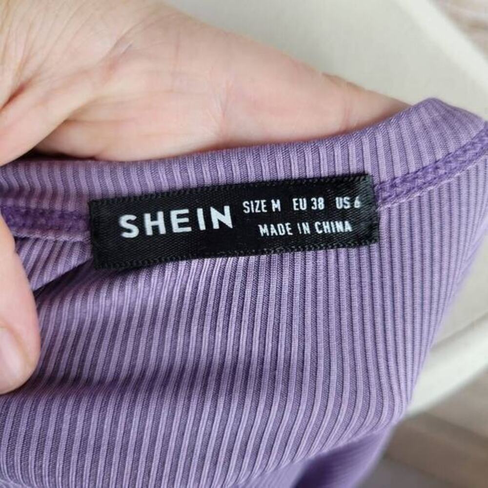 5/$25 SHEIN Scoop Neck Ribbed Henley Tee Lilac Purple Size Medium - Picture 5 of 7